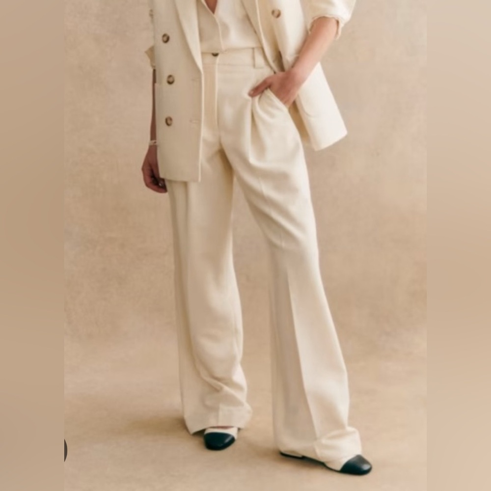 Sezane Théophile Wide-Leg Trousers - ecru